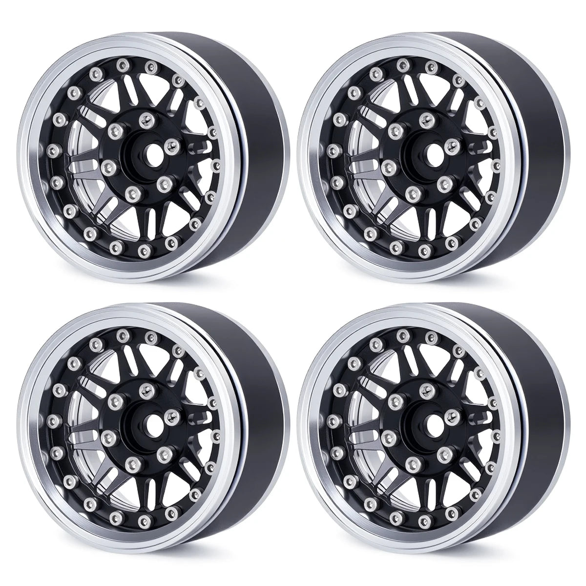 1.9" Aluminum Beadlock Wheels - Adjustable Offset Wheel Rims for 1/10 RC Crawler, Fits TRX4, Axial SCX10, Redcat GEN8, RC4WD D90