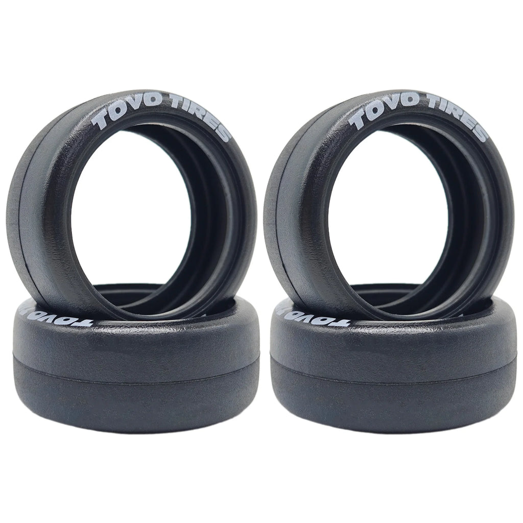 4Pcs 1/10 RC Drift Wheels Tires Hard Drift Racing Smooth Tread Tyres For 1:10 1/12 On Road Car TT01 TT02 Traxxas XV02 XV01 TA06