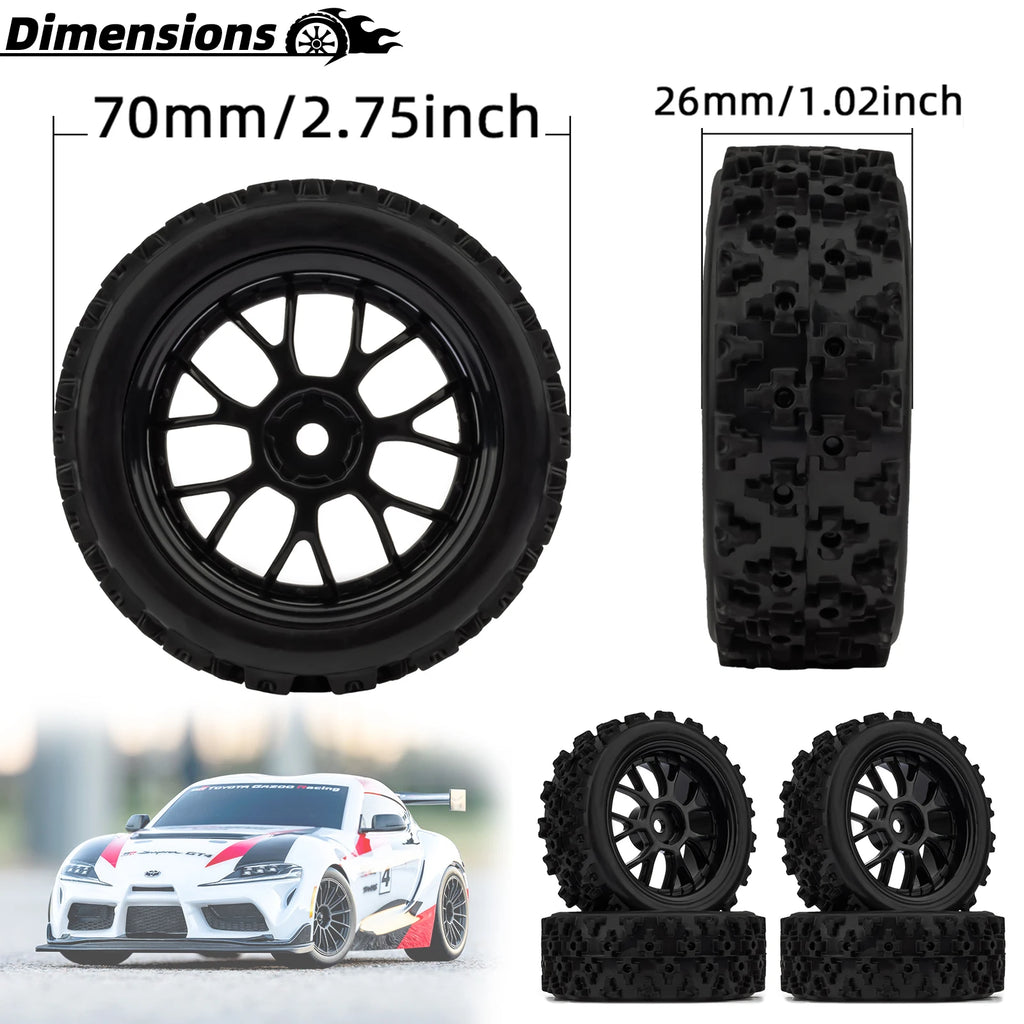 RC 12mm Hex Tire 2.55" Highway Drift Off-road Professional Racing Tire Universal for 1/10 1/12 1/16 RC Car Crawler Buggy Slash