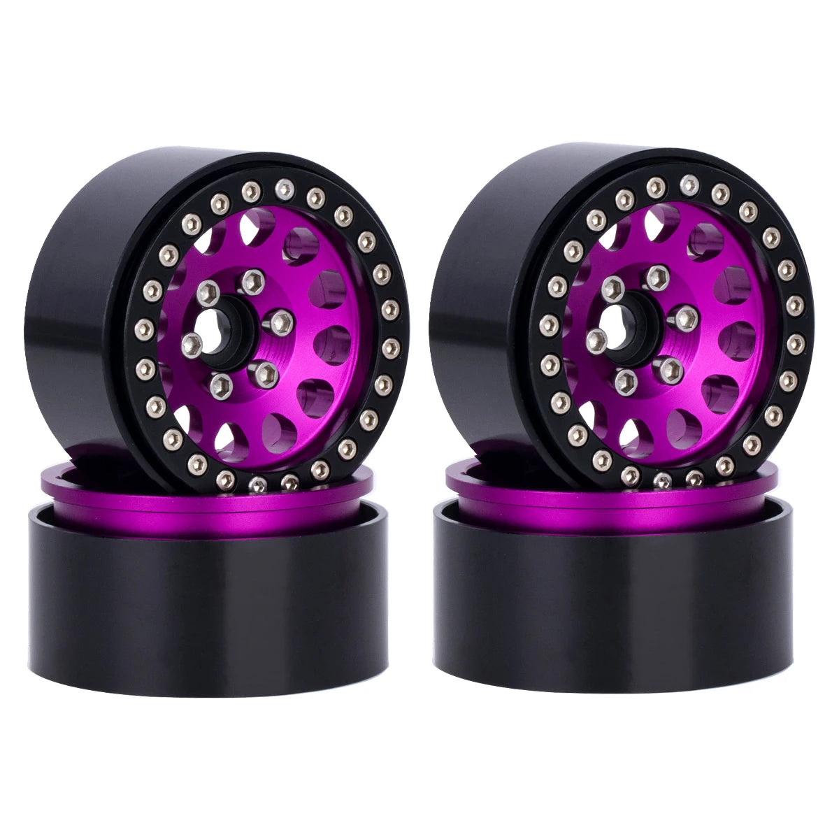 1.9" Aluminum Beadlock Wheels for 1/10 RC Crawler - Compatible with Axial SCX10, Wraith, TRX4, TRX6, D90, Tamiya, Capra （4Pcs ）