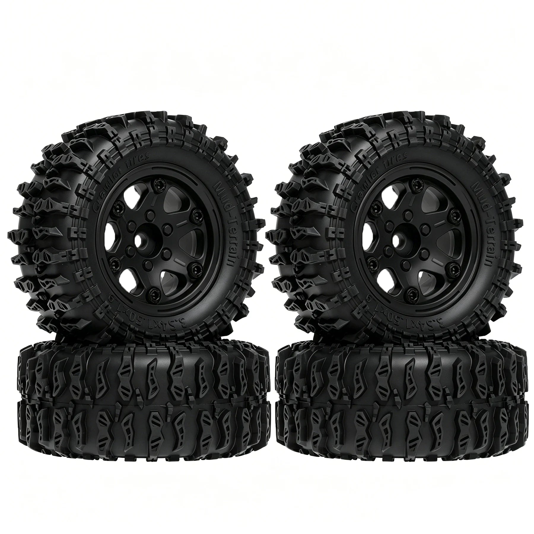 RC 1.9" Beadlock Wheels and Tires Set for 1/12 M-J-X H12Y H12Y+ H12P MN-128 RC Crawler,Wheels Tire OD 90MM/3.54"