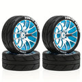 1/10 RC Racing Wheels & Tires Set - 12mm Hex Metal Rims for Tamiya TT01/TT02/XV01/XV02, HSP, HPI, Kyosho - On-Road Car Upgrade