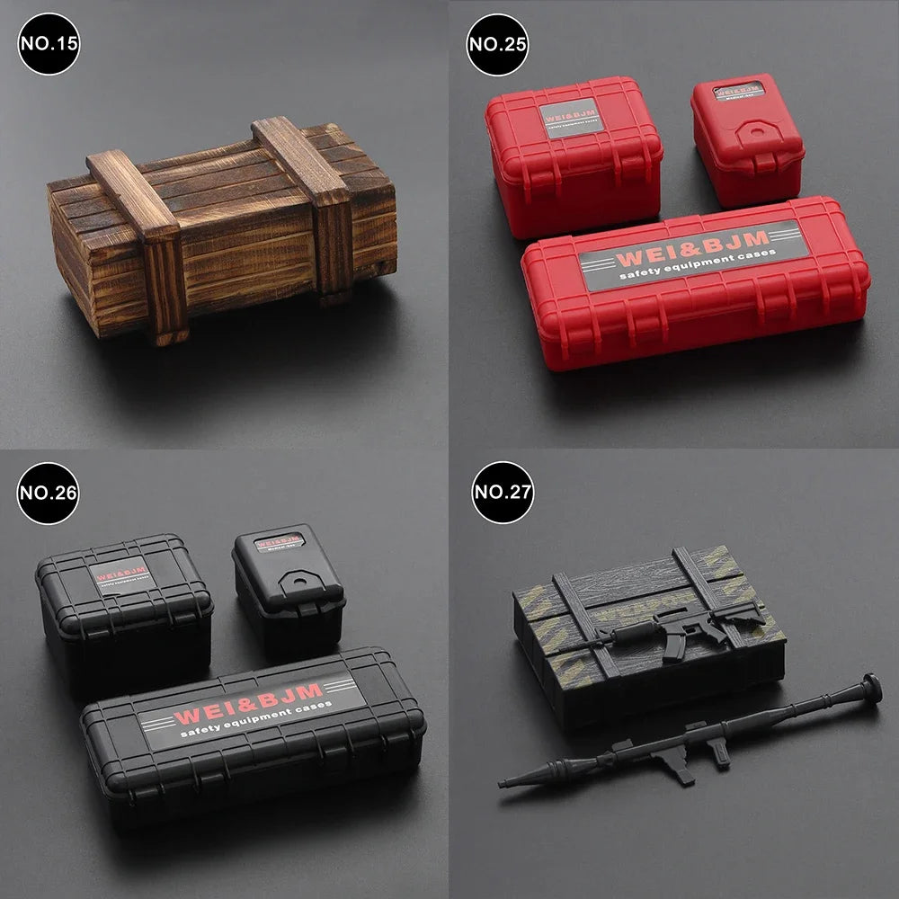 RC 1/10 Scale Decoration Garage Series Toys Jerry Can Bucket Shipping Case Ladder Metal Shovel Tool for RC Car TRX4 SCX10 WPL ZW