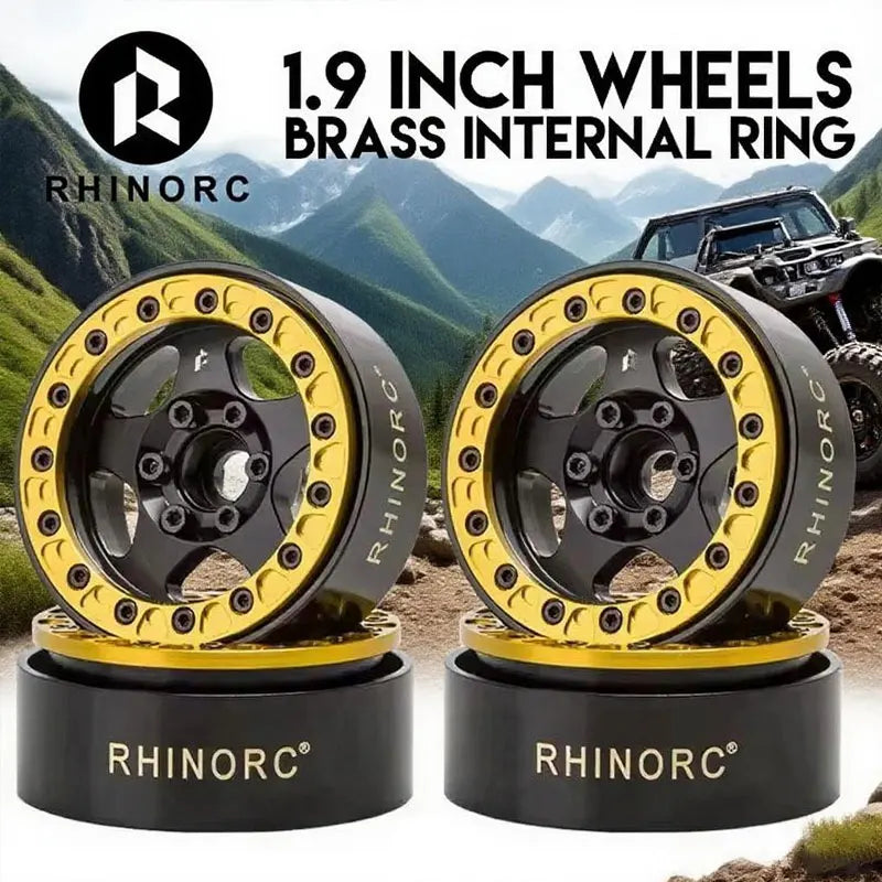 RhinoRC 1.9" Brass Aluminum Alloy Beadlock Wheel Rim 24.5mm Narrow Width 127g for 1/10 RC Crawler Car SCX10 TRX4 VS4-10 Gen8