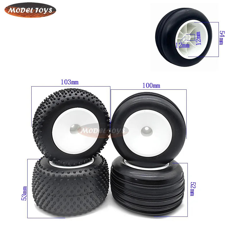 RC 12mm Hex RC Wheels and Tires for 1/16 Traxxas Erevo for Short Course Truck 1:10 Scale Riaario Amoril Mini Tires Wheels