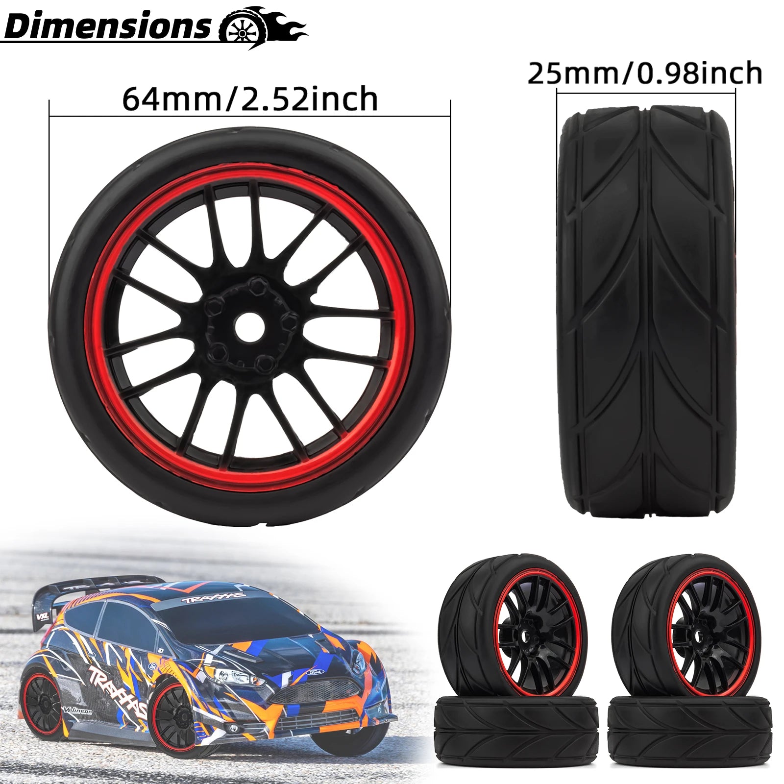 2.55" wheel & Tire - 12mm Hex