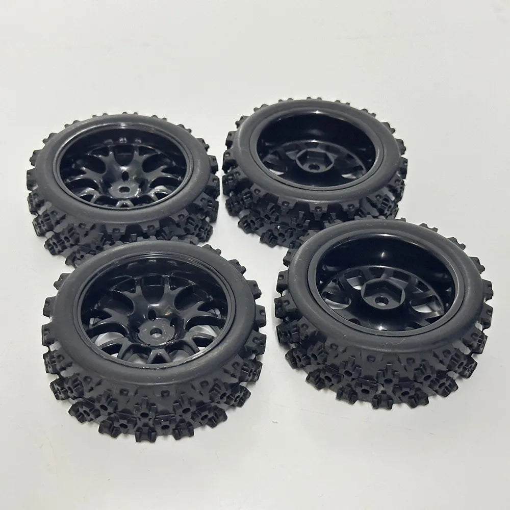 4pcs RC 12mm Hex Rally Wheels and Tires Suitable for 1/12 1/14 1/16 1/18 RC Off Road On-Roas Touring Small Buggy