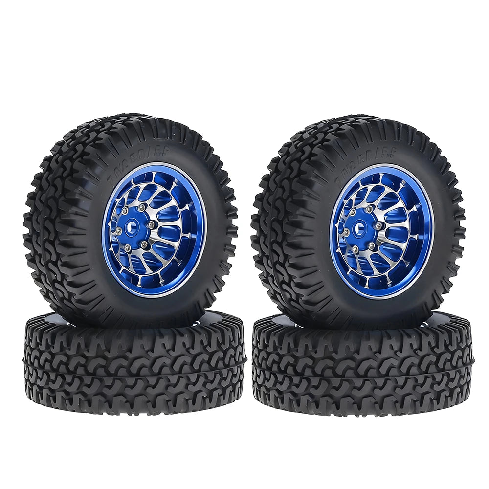 1.55-inch Metal Wheel Hub+rubber Tire For 1/10 Rc Rock Crawler Cars Axial 90069 Rgt Rc4wd D90 Cc01 Tf02 Lc70