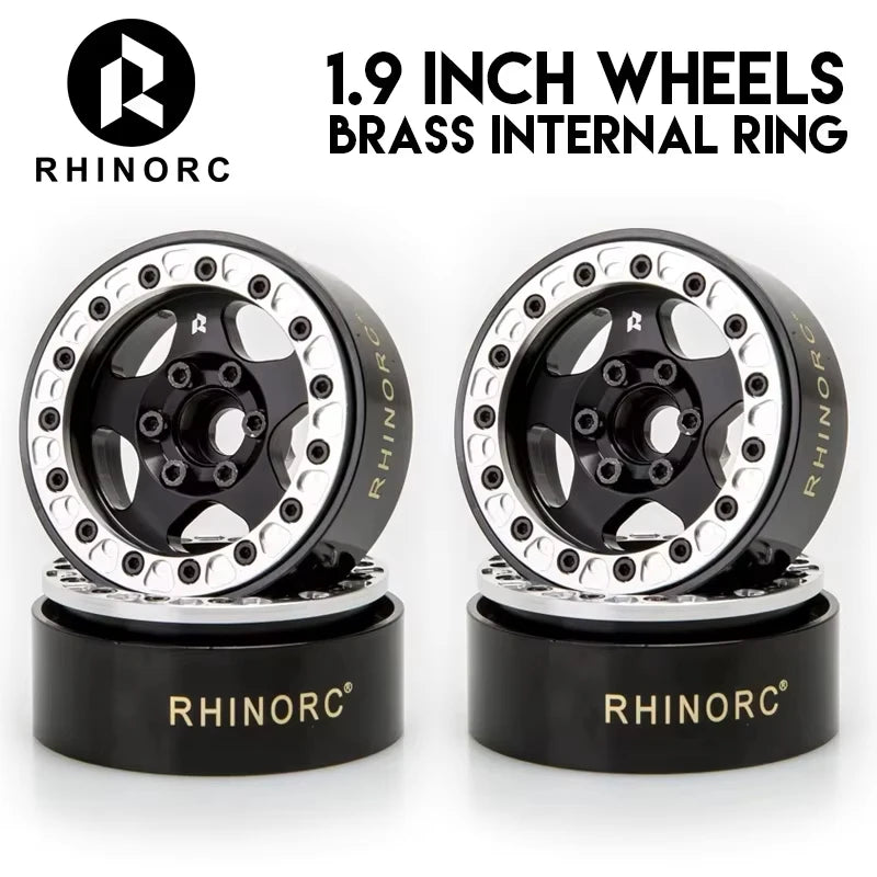 RhinoRC 1.9" Brass Aluminum Alloy Beadlock Wheel Rim 24.5mm Narrow Width 127g for 1/10 RC Crawler Car SCX10 TRX4 VS4-10 Gen8