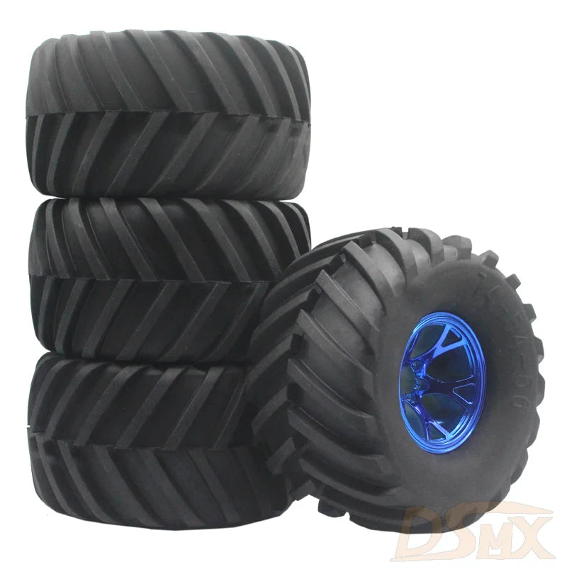 RC 1:10 Monster Truck Rubber Tires Tyre+Plastic Wheel Rim 4Pcs For HPI HSP 94188/94111/94108