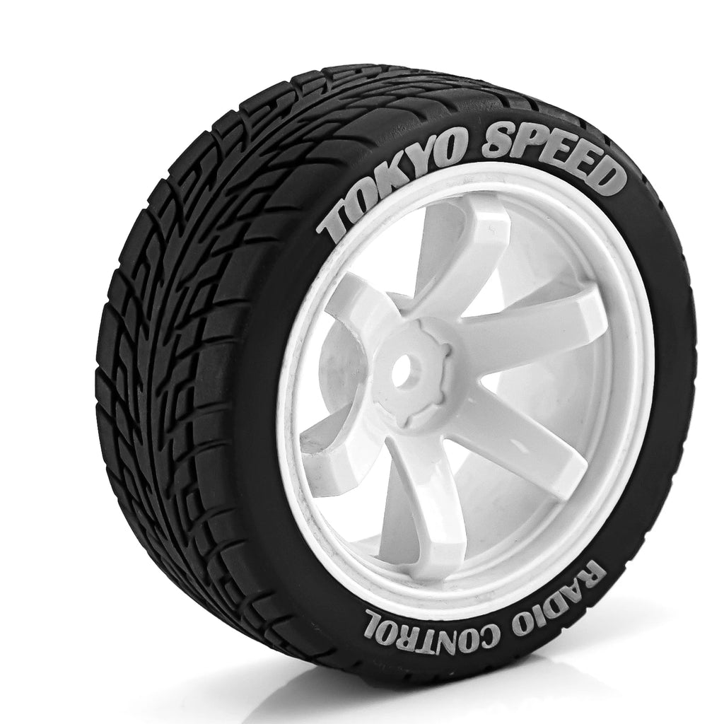 RS 1/10 RC Rally Racing Wheels Tires On Road Car Rubber Tyres 12mm Hex for HPI KYOSHO Tamiya XV02 XV01 TA06 TT01 TT02 PTG2