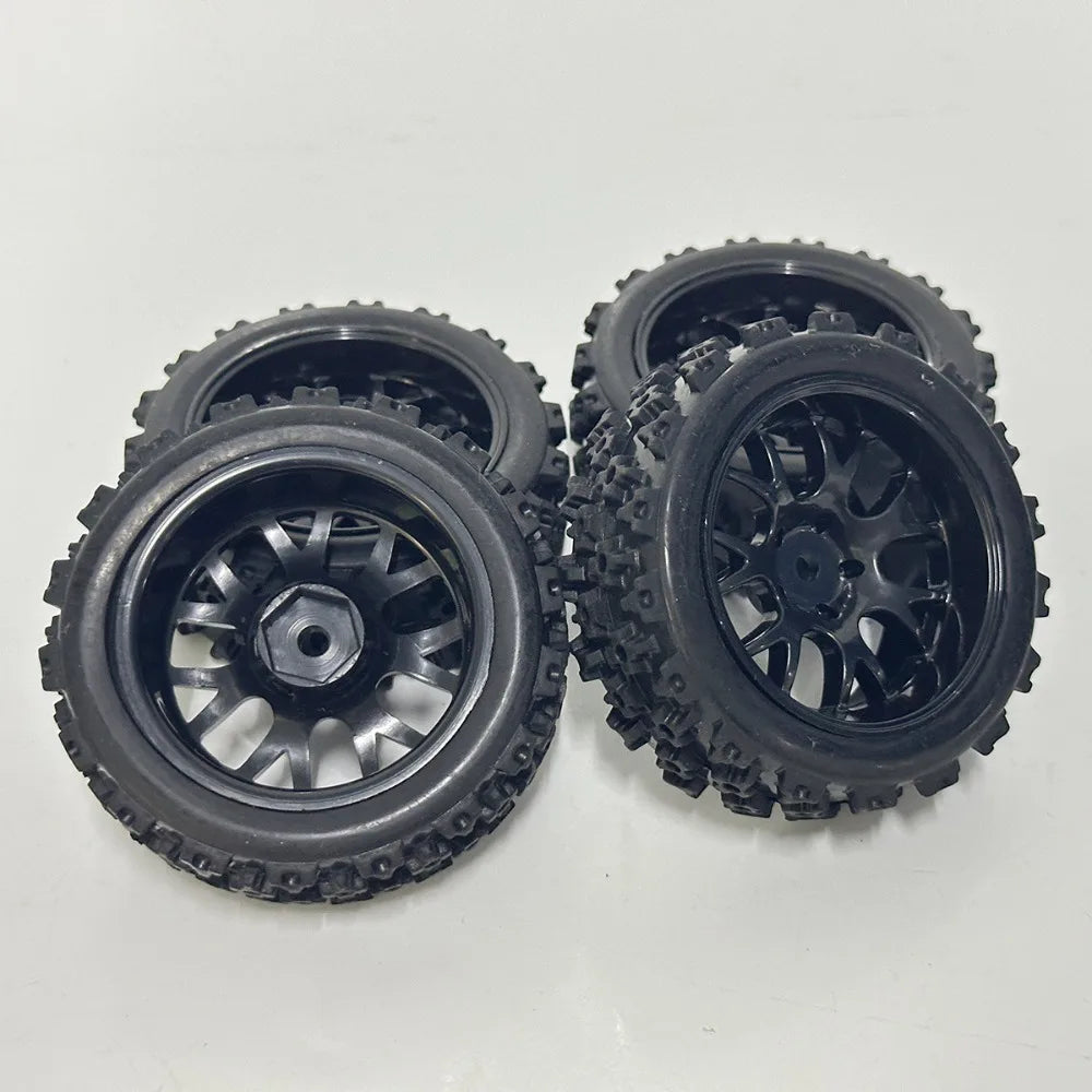 4pcs RC 12mm Hex Rally Wheels and Tires Suitable for 1/12 1/14 1/16 1/18 RC Off Road On-Roas Touring Small Buggy