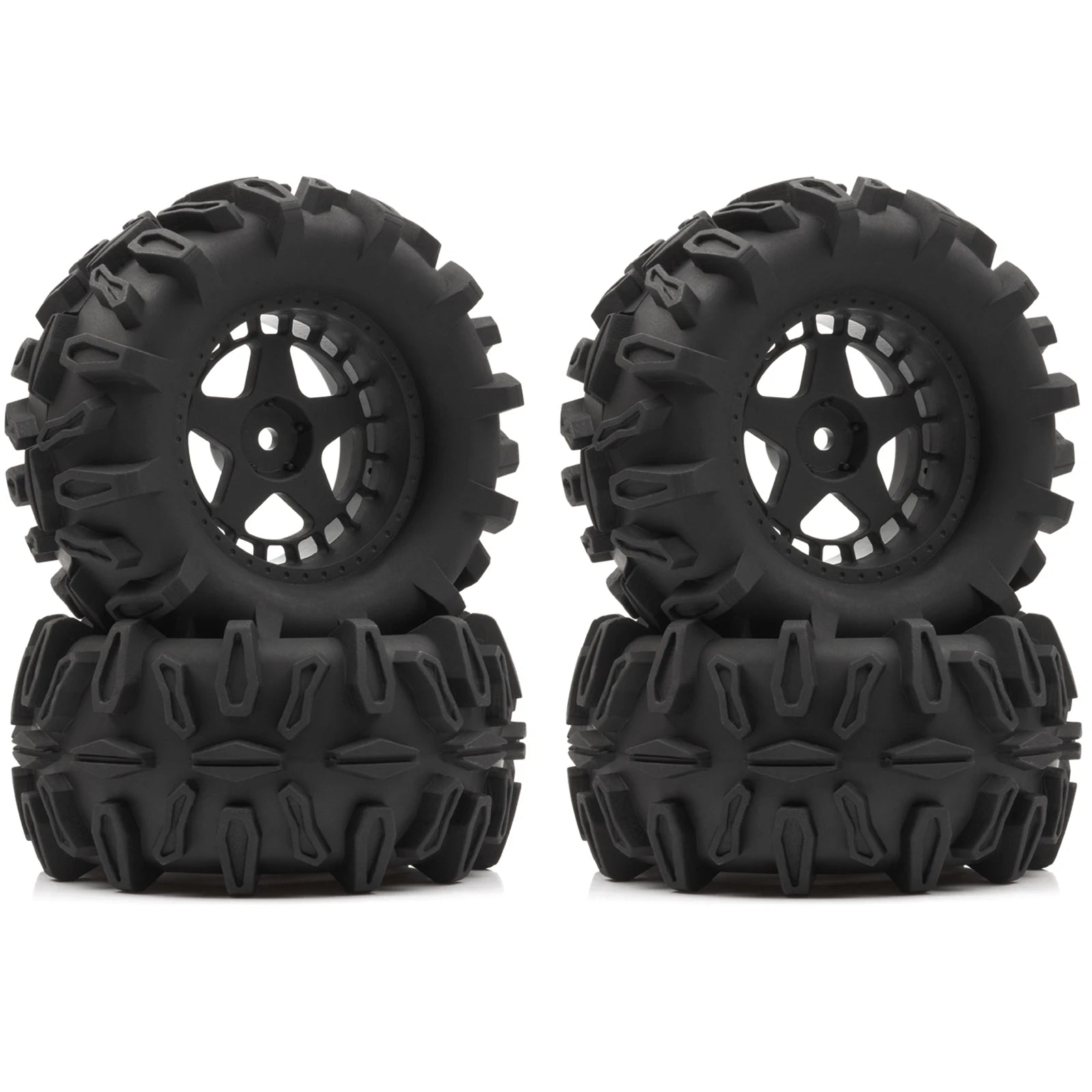 90mm RC Wheels & Tires - 12mm Hex 1/10, 1/12, 1/14, 1/16 Scale
