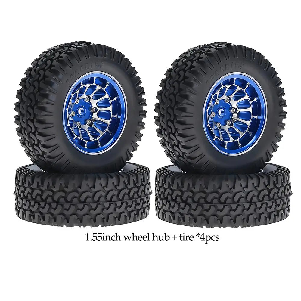 1.55-inch Metal Wheel Hub+rubber Tire For 1/10 Rc Rock Crawler Cars Axial 90069 Rgt Rc4wd D90 Cc01 Tf02 Lc70