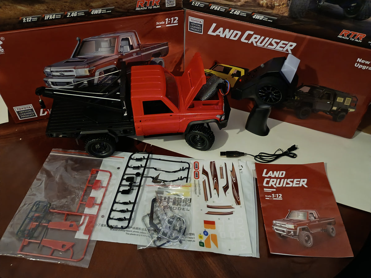 MN Models - MN82T Universal 1/12 Trail Tow Rig RC Car with Mechanical Recovery Crane and 2-Speed Proportional 4WD (Red)